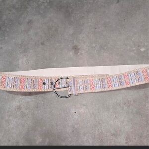 Source Unknown Woven Aztec Belt in Beige with Pastel Accents
